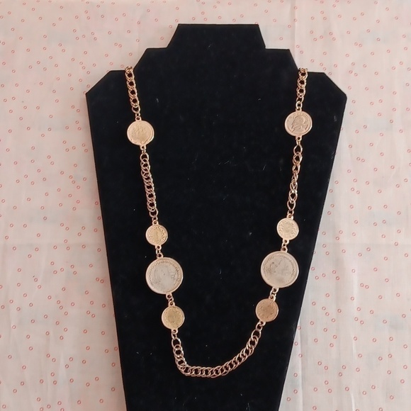 Gold Tone Korea Coin Chain Necklace - Picture 2 of 9